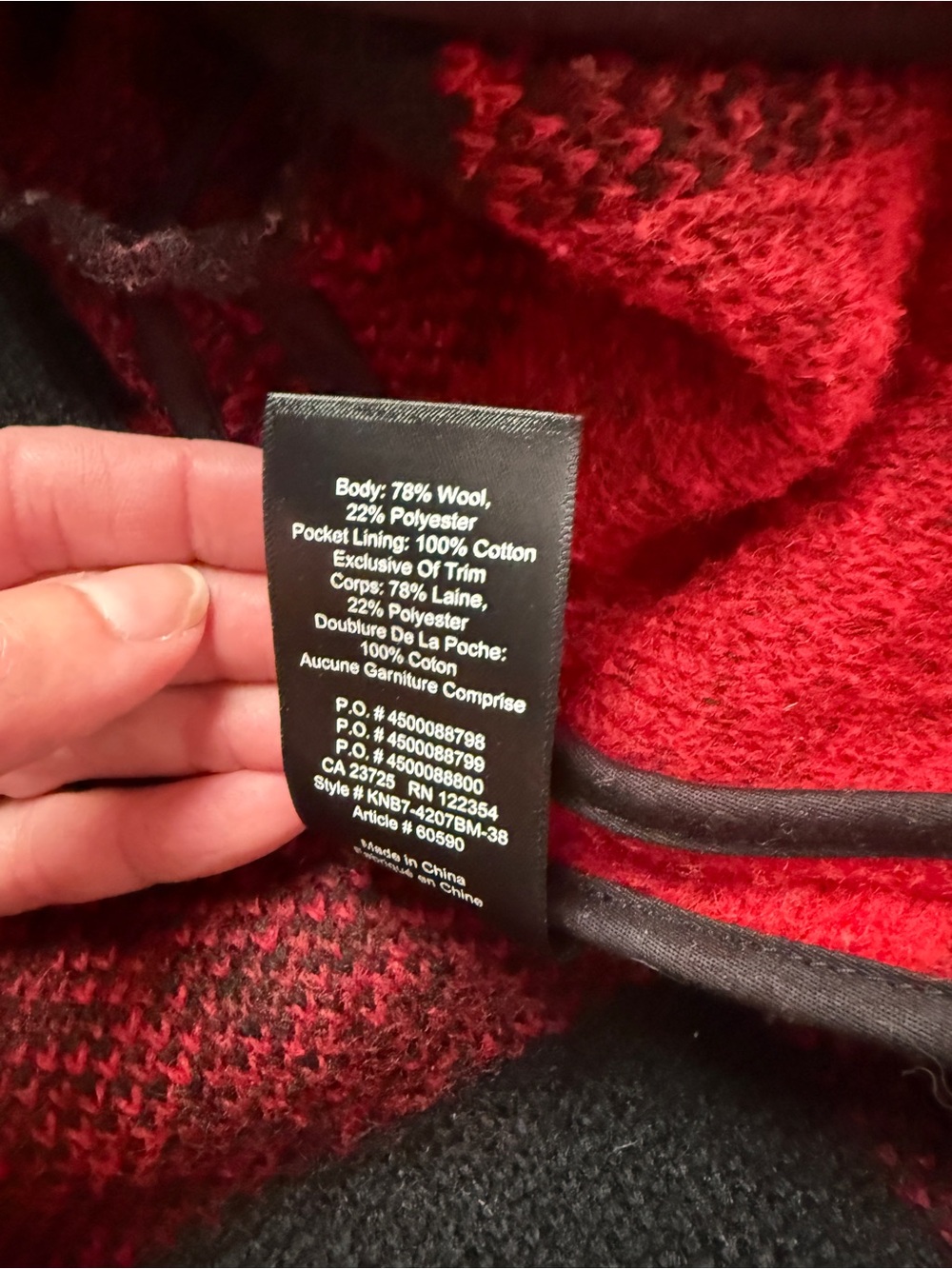 Wilfred Red and Black Buffalo-Check Pea Coat - Picture 7 of 11